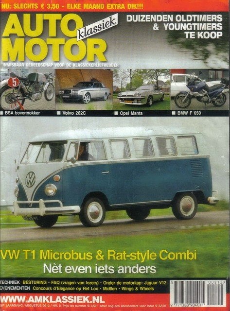AMK 8 2012 : Volvo 262C - Opel Manta - VW T1 Bus - Ducati, Boeken, Auto's | Folders en Tijdschriften, Ophalen of Verzenden, Gelezen