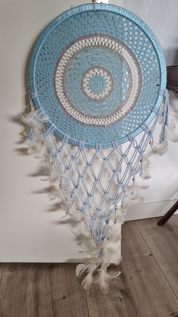 Blauwe grote dromenvanger, Ophalen, Zo goed als nieuw, Handgemaakt, Blauw