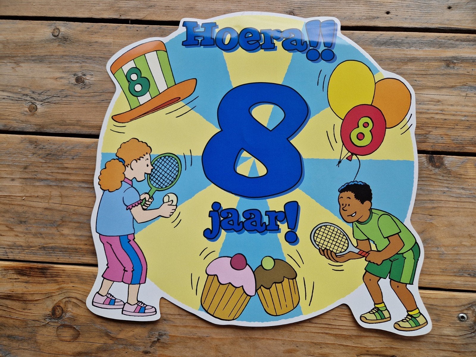 Huldeschild verjaardag 8 jaar, Ophalen of Verzenden, Zo goed als nieuw