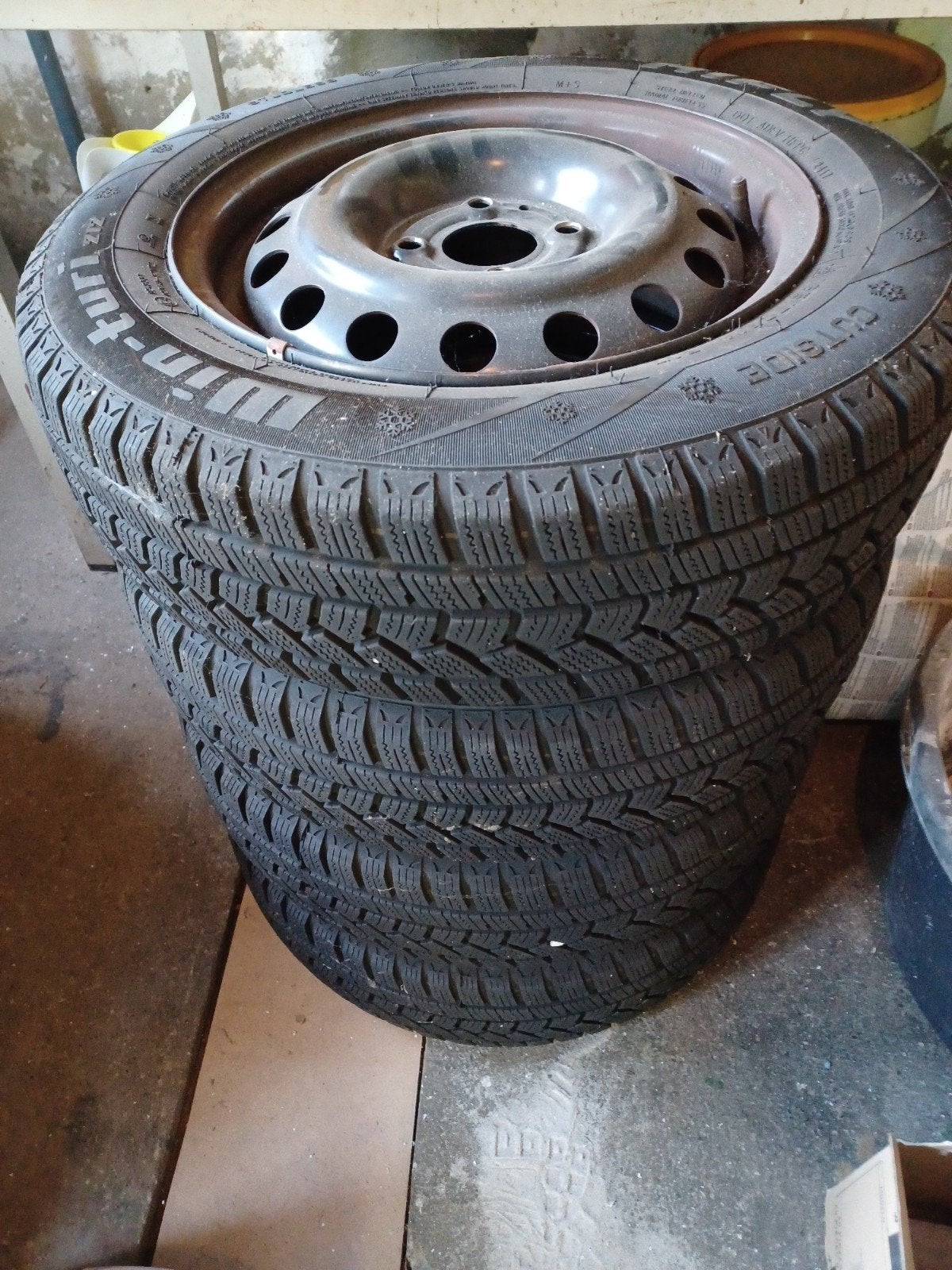 Winterbanden met velgen 165/70R14, Ophalen, 14 inch, Gebruikt, Banden en Velgen