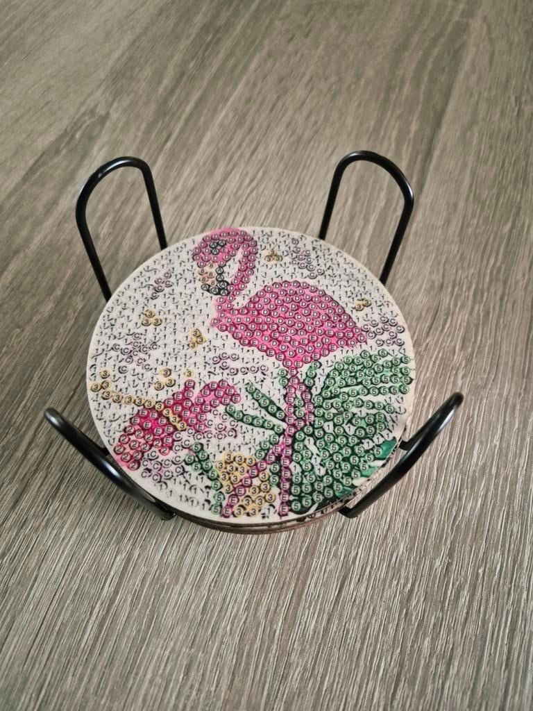 Diamond Painting Onderzetters Flamingo (8 stuks), Ophalen of Verzenden