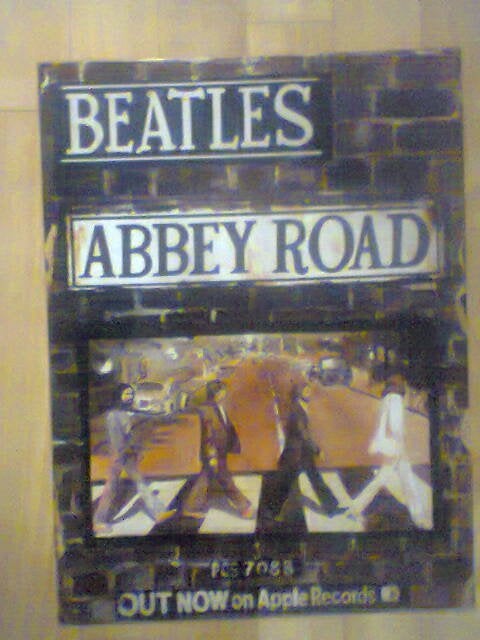 Beatles Abbey road afbeelding op metaal, Verzamelen, Muziek, Artiesten en Beroemdheden, Ophalen of Verzenden, Gebruikt, Poster, Artwork of Schilderij