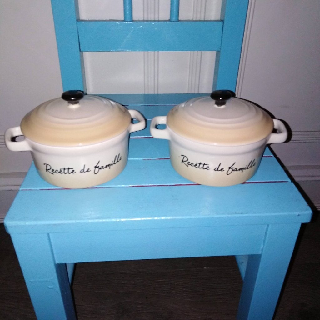 Mini pannetjes Recette de Camille set van 2 stuks, Overige typen, Zo goed als nieuw, Steen/keramiek, Ophalen