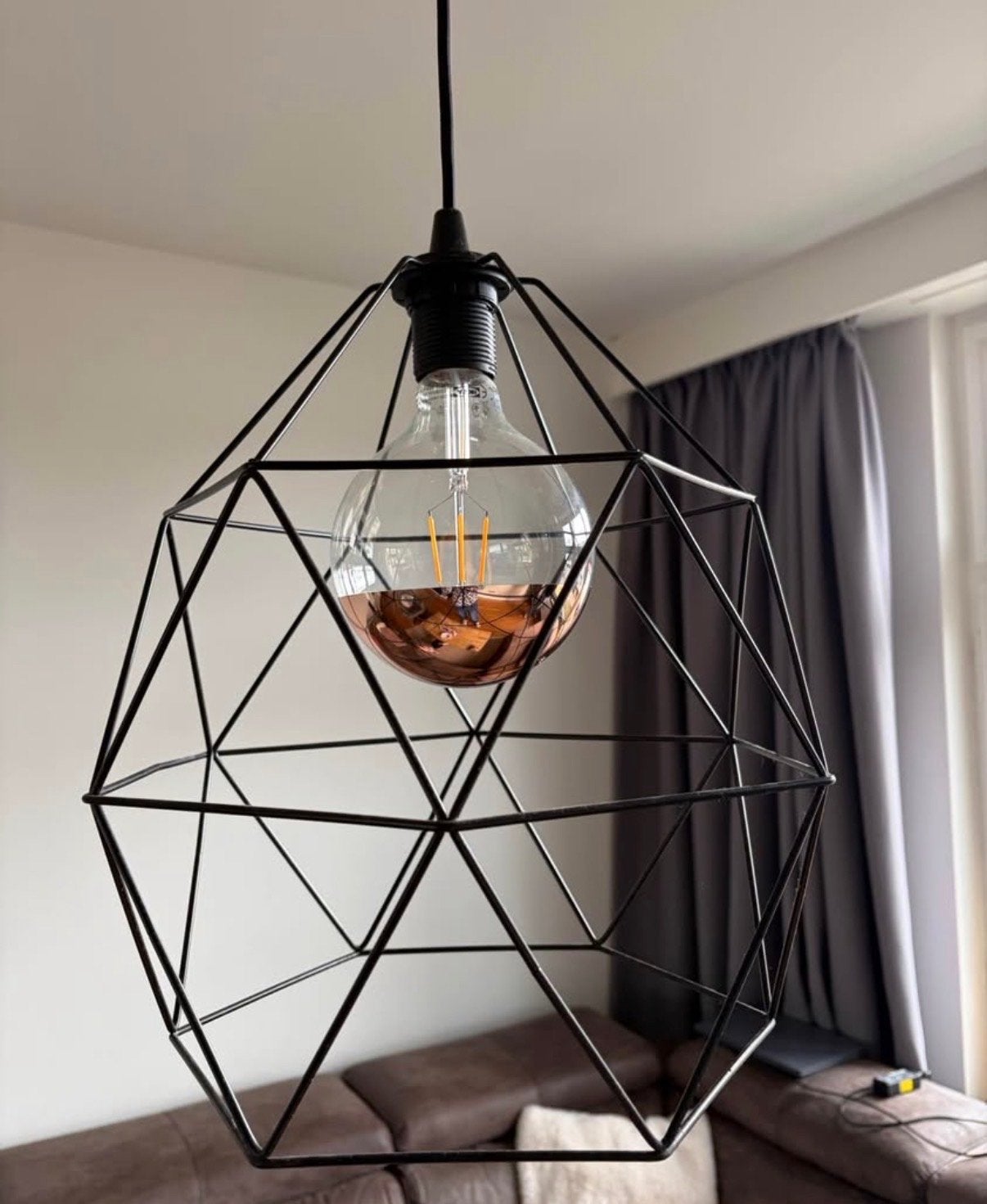 Moderne hanglamp met geometrisch design en E27 fitting, Ophalen, Zo goed als nieuw, Metaal, E27 (groot)