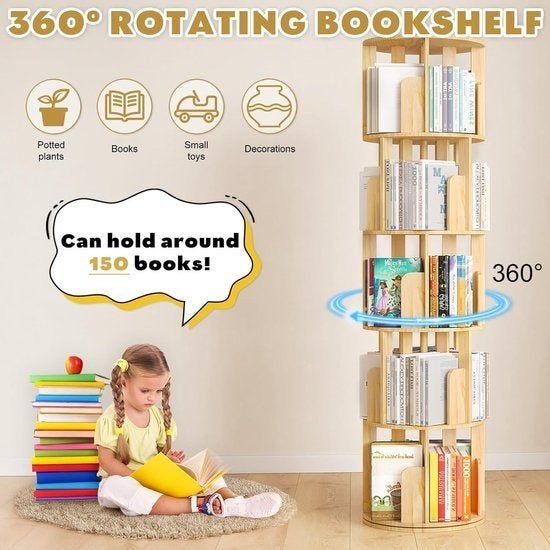 Draaibare Boekenkast – Rond Boekenrek – Rotatieschap, Corvance B.V., Verzenden, Nieuw, Corvancebol@gmail.com