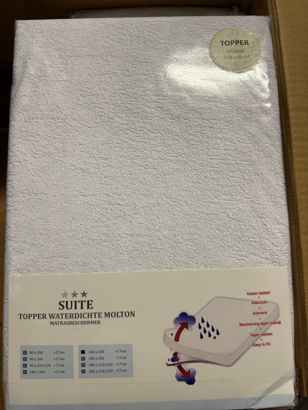 2 x topper molton waterdicht, Ophalen, Wit, Hoeslaken of Sloop, Nieuw