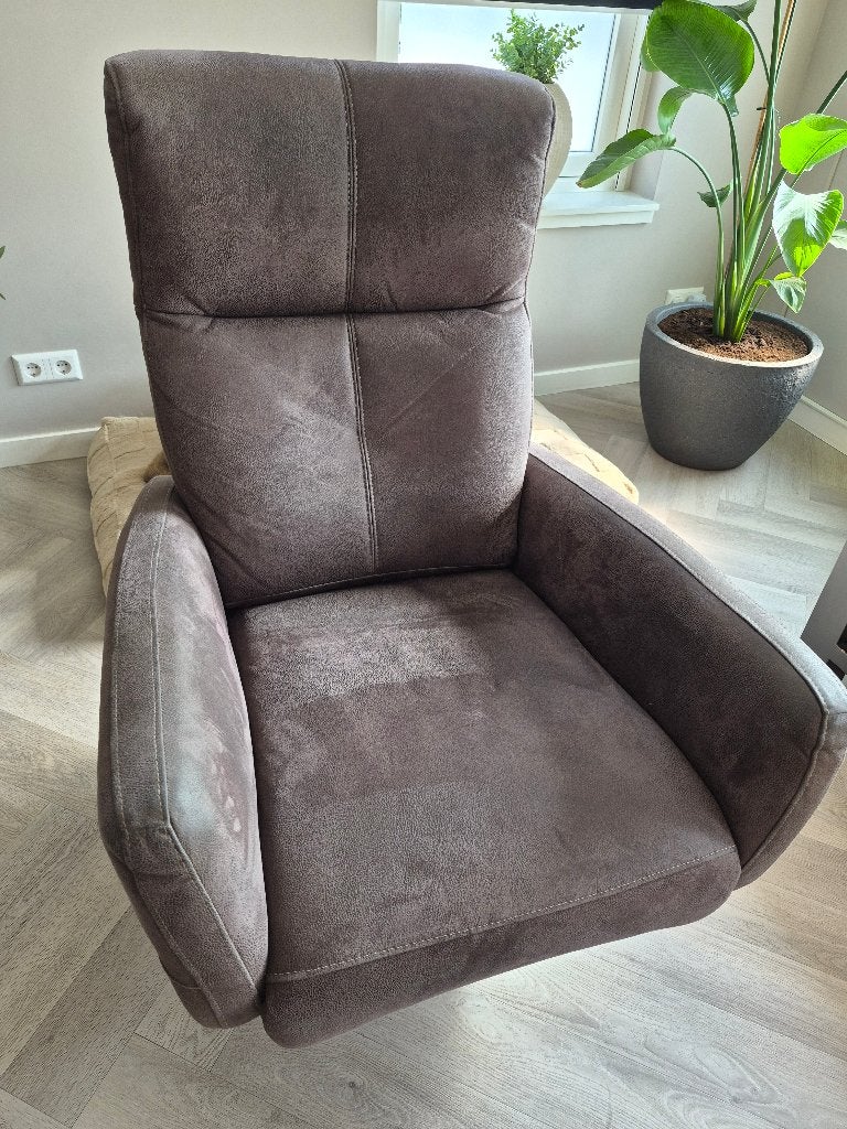 Grijze microleder relaxstoel uit rookvrij huis, Huis en Inrichting, Ophalen, Gebruikt, 75 tot 100 cm, Leer