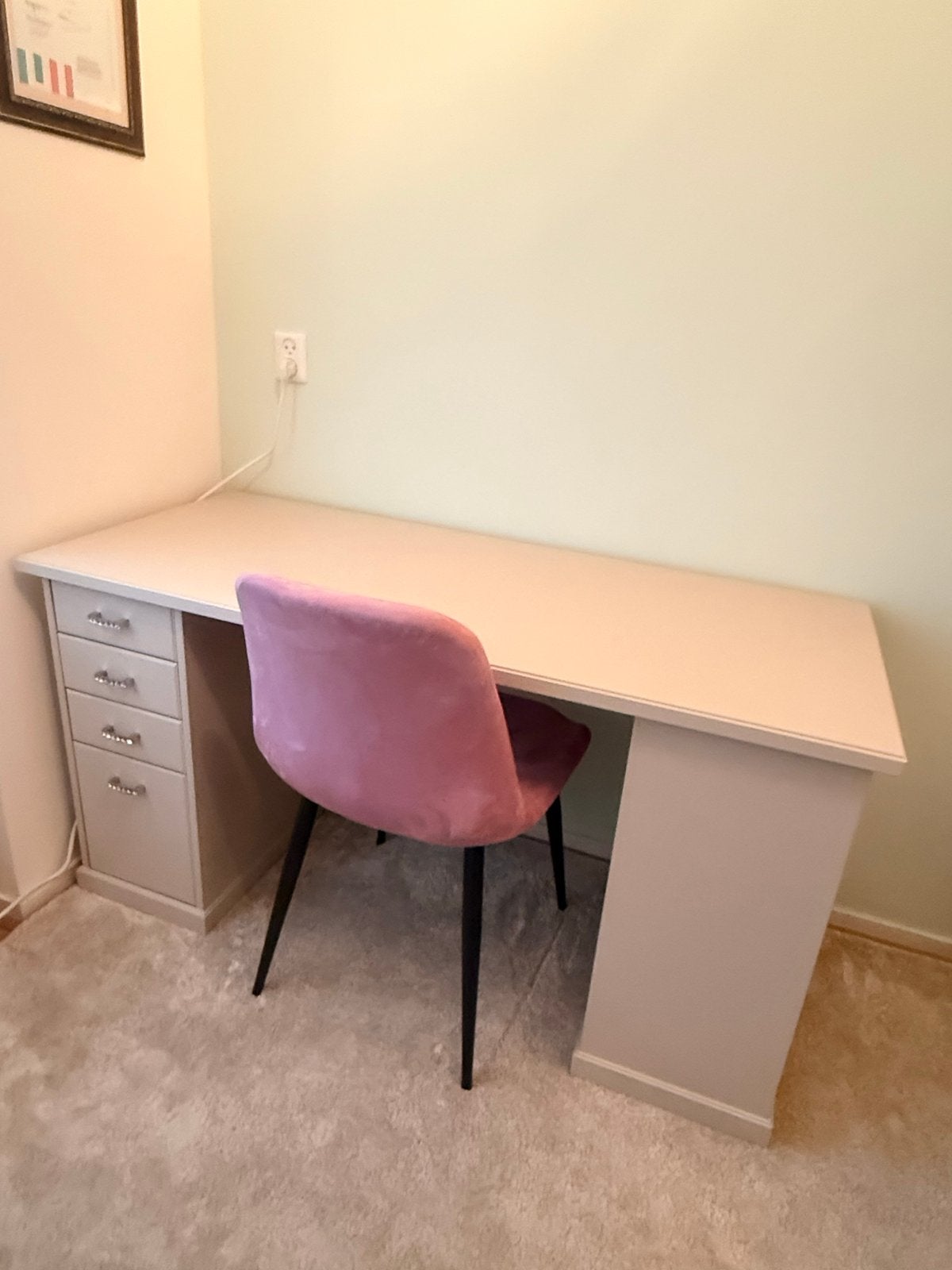VEBJÖRN Ikea Creme/Greige Bureau met Lades en Opbergruimte, Huis en Inrichting, Ophalen, Demontabel, Spaanplaat of MDF, Zo goed als nieuw