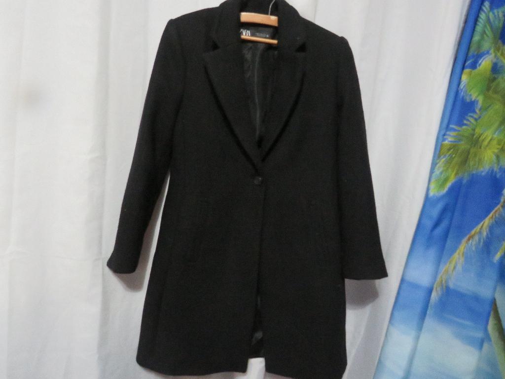 lange wolmix 1 knoops jas zwart mt M Zara, Maat 38/40 (M), Ophalen of Verzenden, Gedragen, Zara