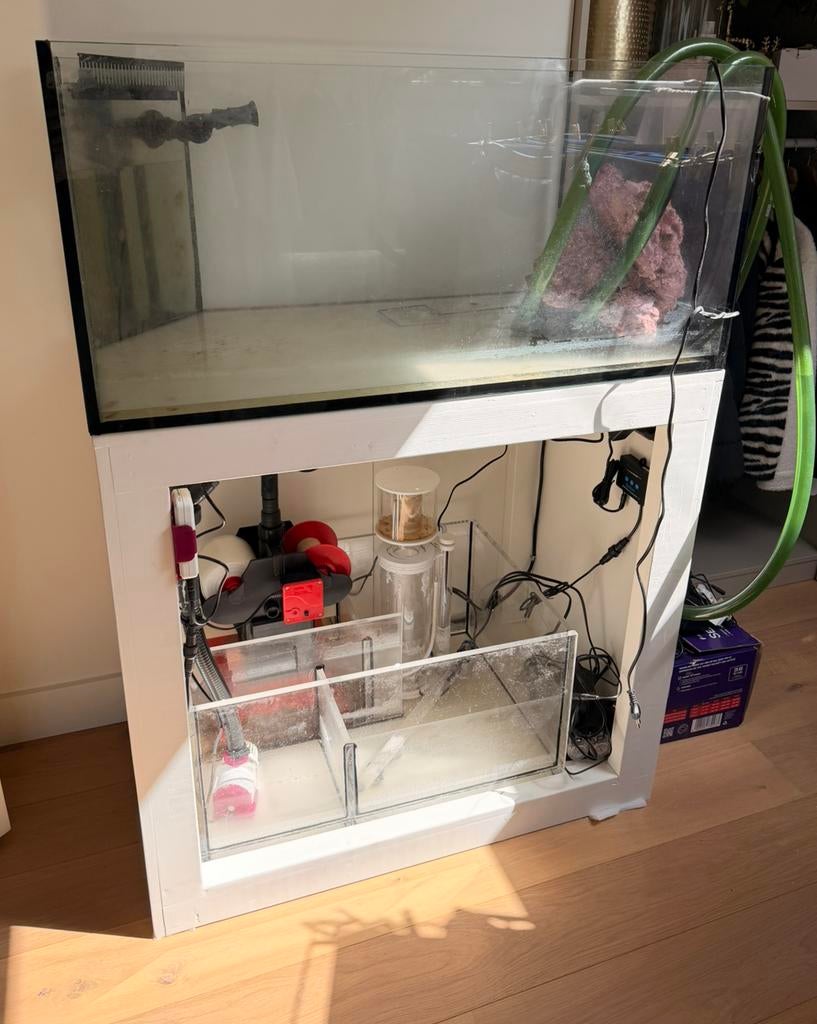 Aquarium quarantainebak met sump, Dieren en Toebehoren, Ophalen, Inclusief toebehoren, Gebruikt, Leeg aquarium
