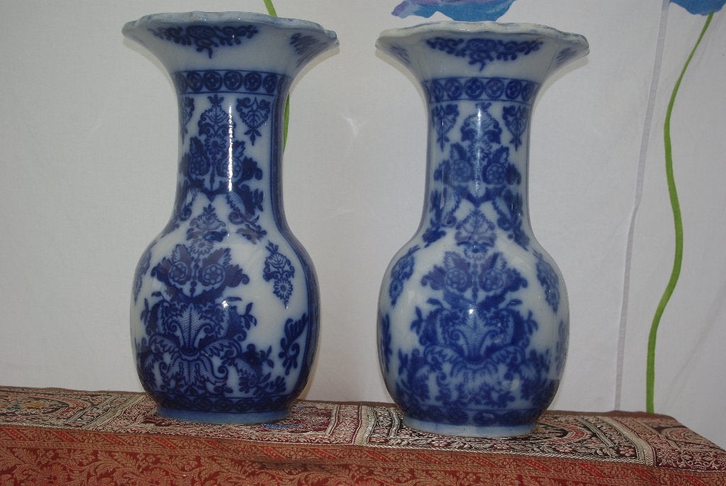 Antieke trompet  Blauw-Witte Vazen ( Petrus Regout, Ophalen of Verzenden