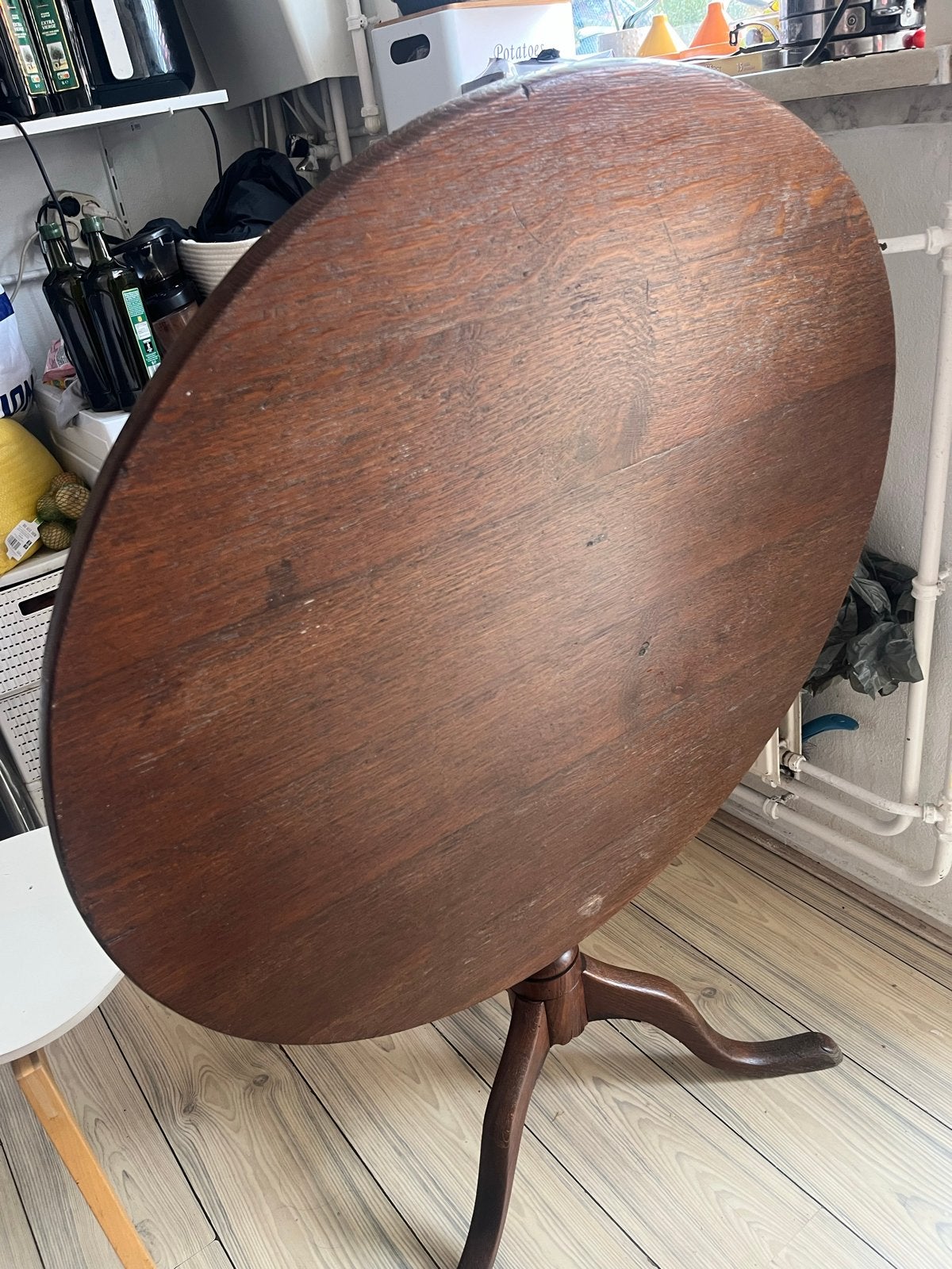 Antieke ronde houten tafel - inklapbaar, Ophalen