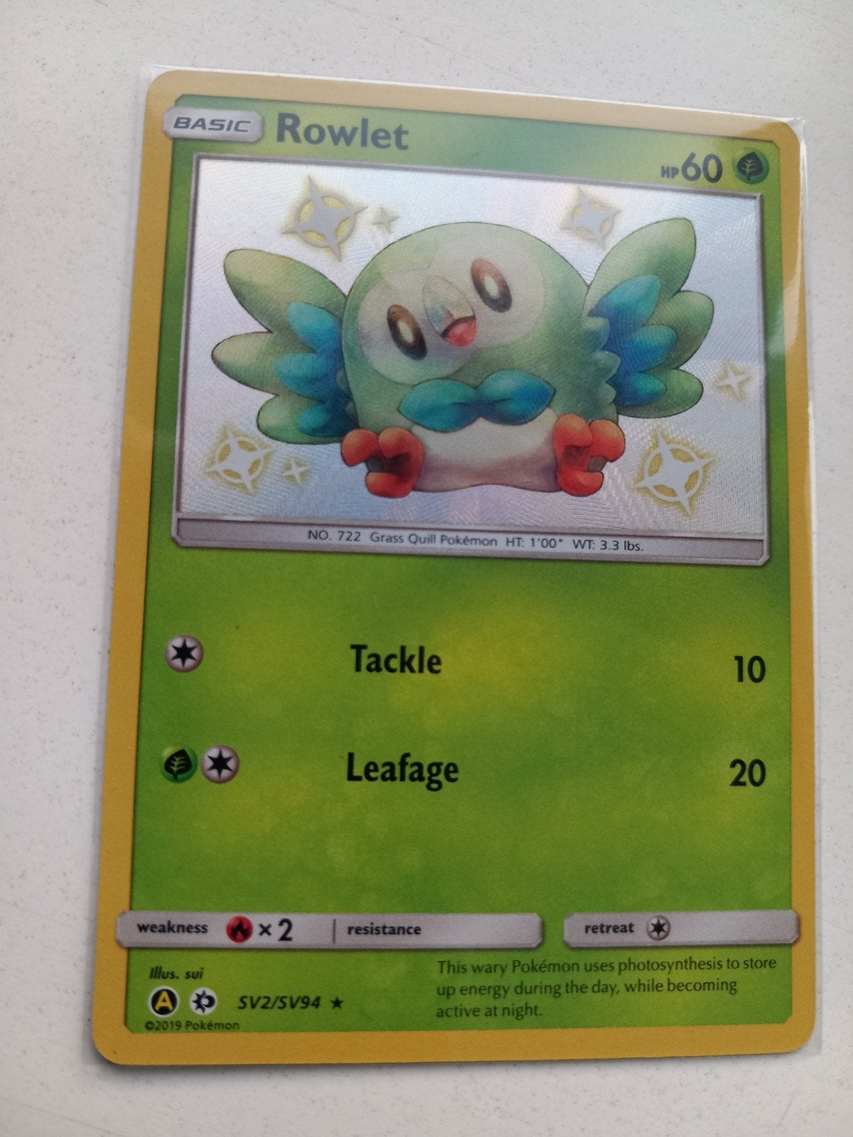 Pokémon Kaarten: shiny Rowlet, Dartrix, Decidueye GX (Foil), Ophalen of Verzenden, Zo goed als nieuw, Meerdere kaarten, Foil