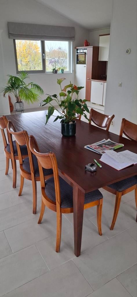 Eetkamertafel met 6 Stoelen, Ophalen, Gebruikt, Klassiek, 50 tot 100 cm