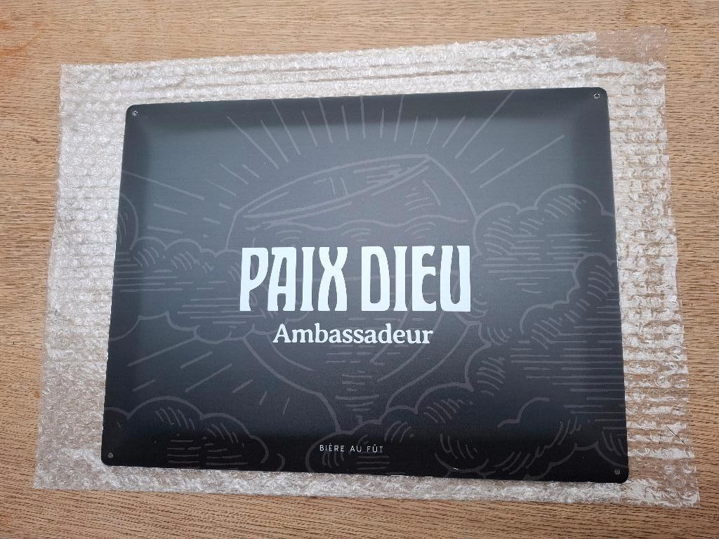 Reclamebord Paix Dieu bier (Ambassadeursbord), Verzamelen, Biermerken, Nieuw, Reclamebord, Plaat of Schild, Overige merken, Ophalen of Verzenden
