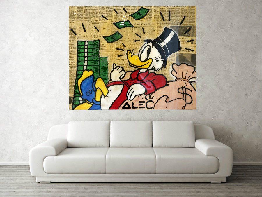 Alec Monopoly Dagobert Duck 150x120cm Alu Dibond Pop Art, Verzenden