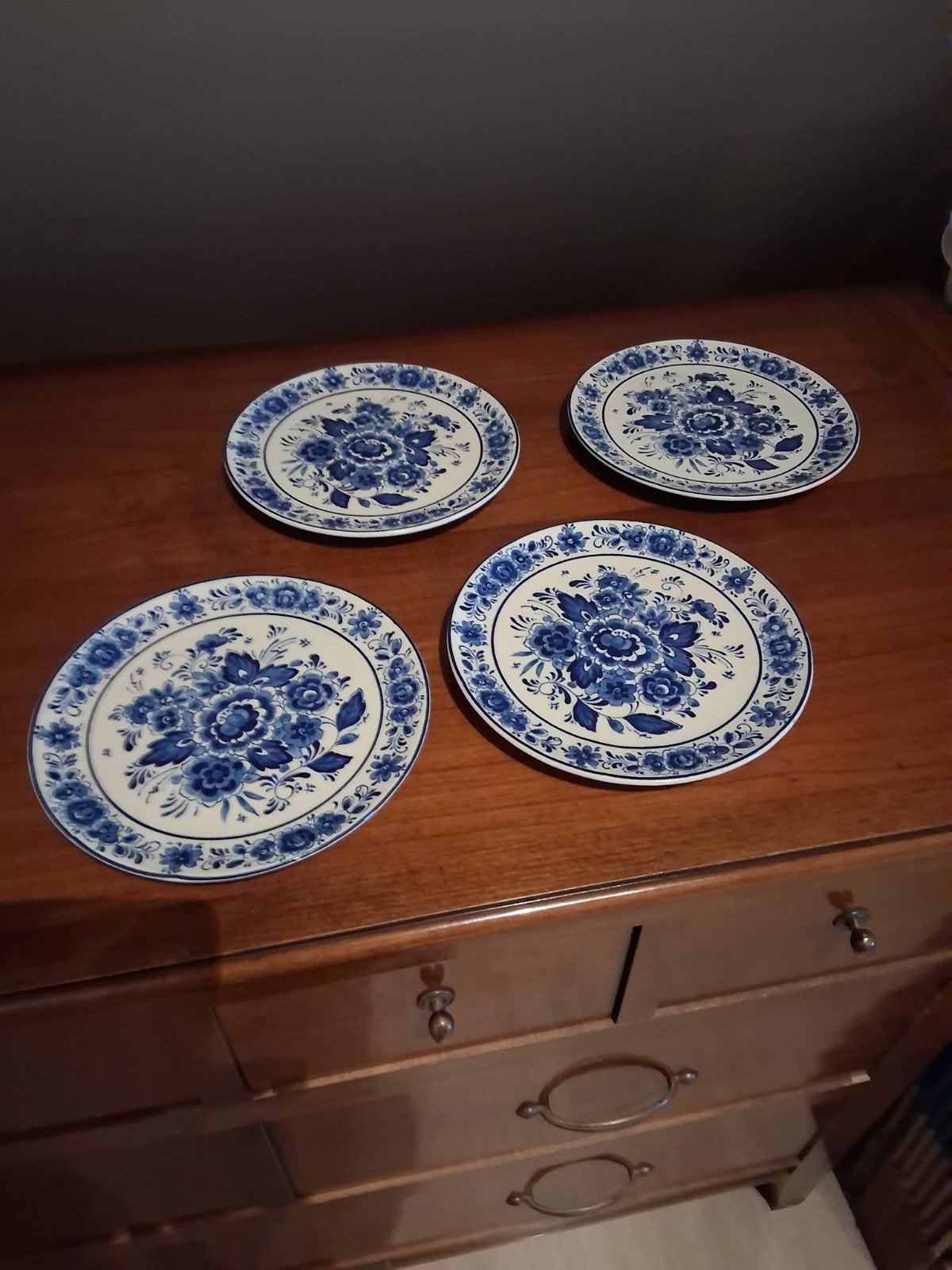 Set van 4 Delfts Blauwe Borden, Antiek en Kunst, Antiek | Servies los, Ophalen of Verzenden