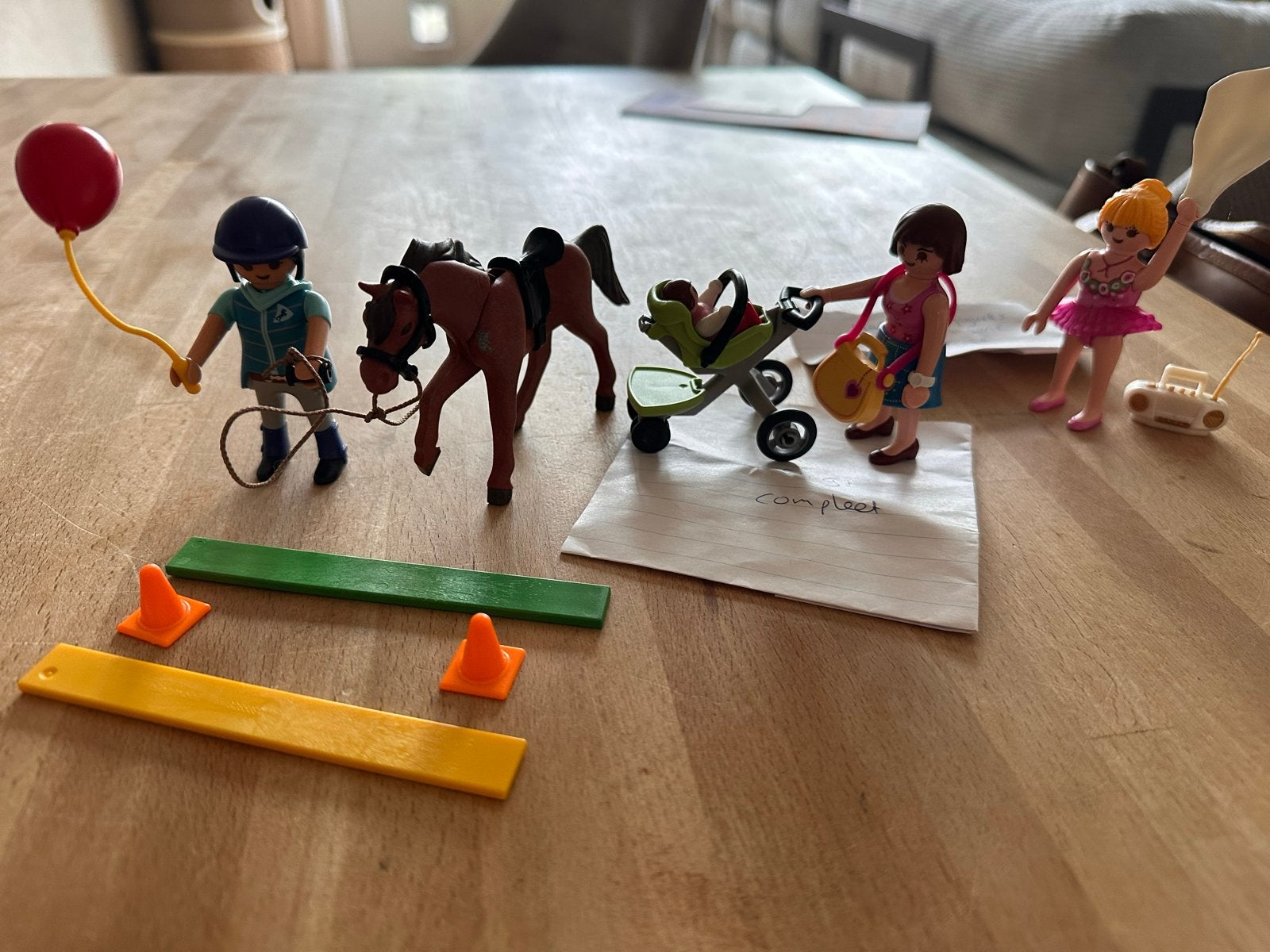 Playmobil 3 complete sets: paardrijden, kinderwagen, balleri, Complete set, Ophalen of Verzenden, Zo goed als nieuw, Figuren