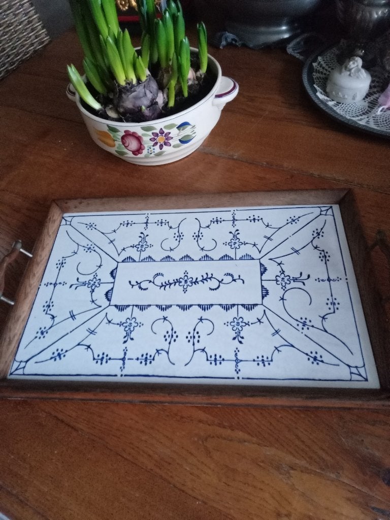dienblad aardewerk tegel met motief copenhague of dresden, Ophalen of Verzenden