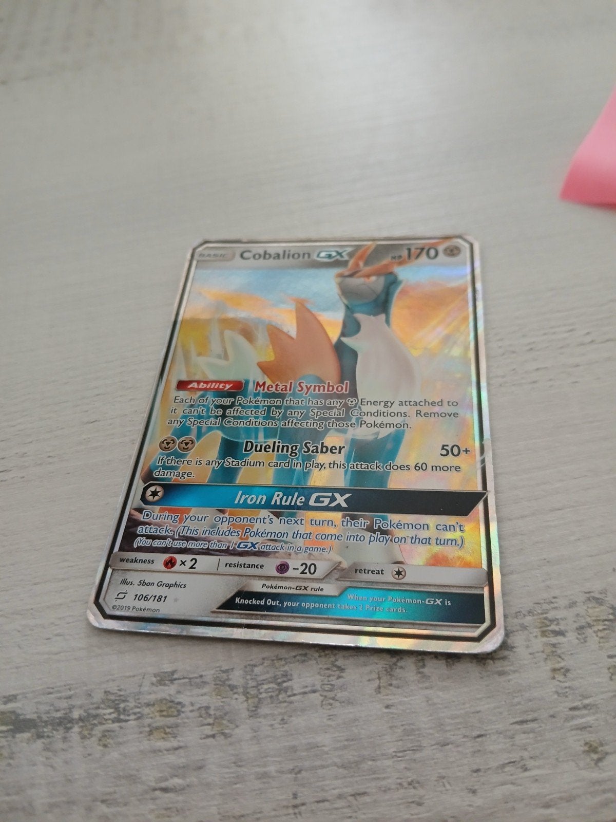 Cobalion GX Pokémon Kaart 106/181 - Gebruikt, Ophalen of Verzenden, Gebruikt, Losse kaart