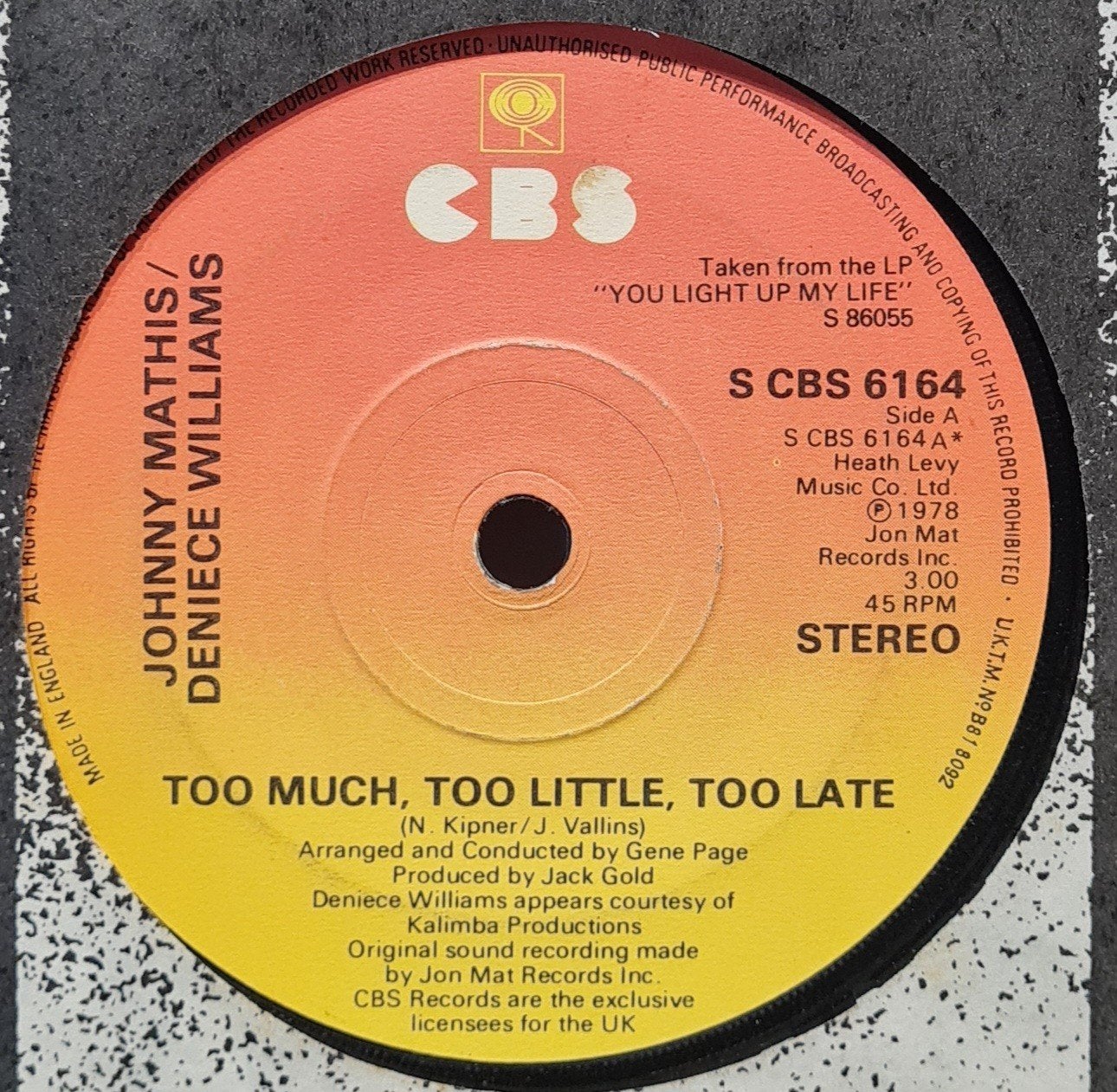 JOHNNY MATHIS & DENIECE WILLIAMS  - TOO MUCH TOO LITTLE, Ophalen of Verzenden, Gebruikt, Pop