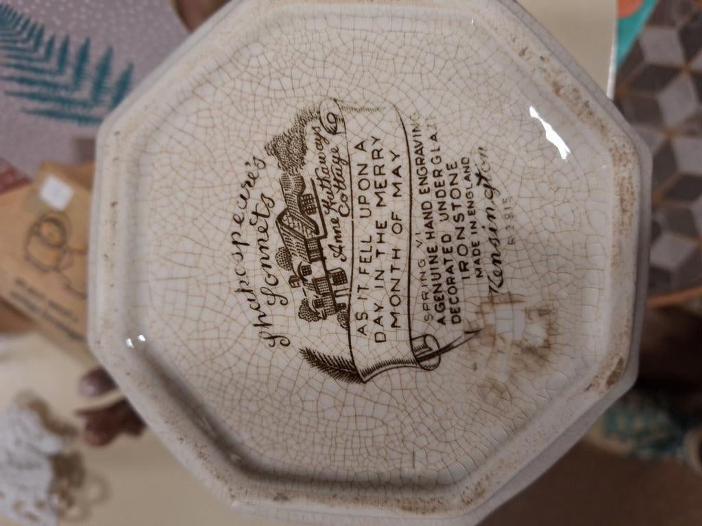 Enoch Wedgwood Shakespeare sonnets  theepot en mokken, Gebruikt, Vintage, Ophalen of Verzenden, Overige stijlen