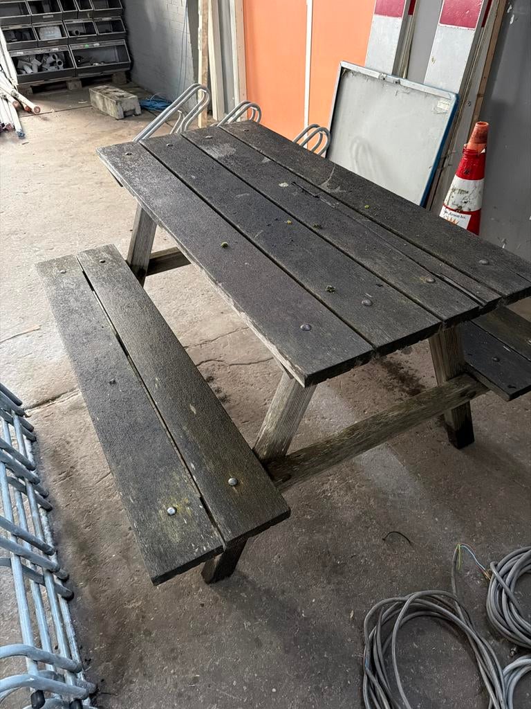 Houten picknicktafel - 133x60 cm - solide constructie, Gebruikt, Rechthoekig, Hout, Ophalen