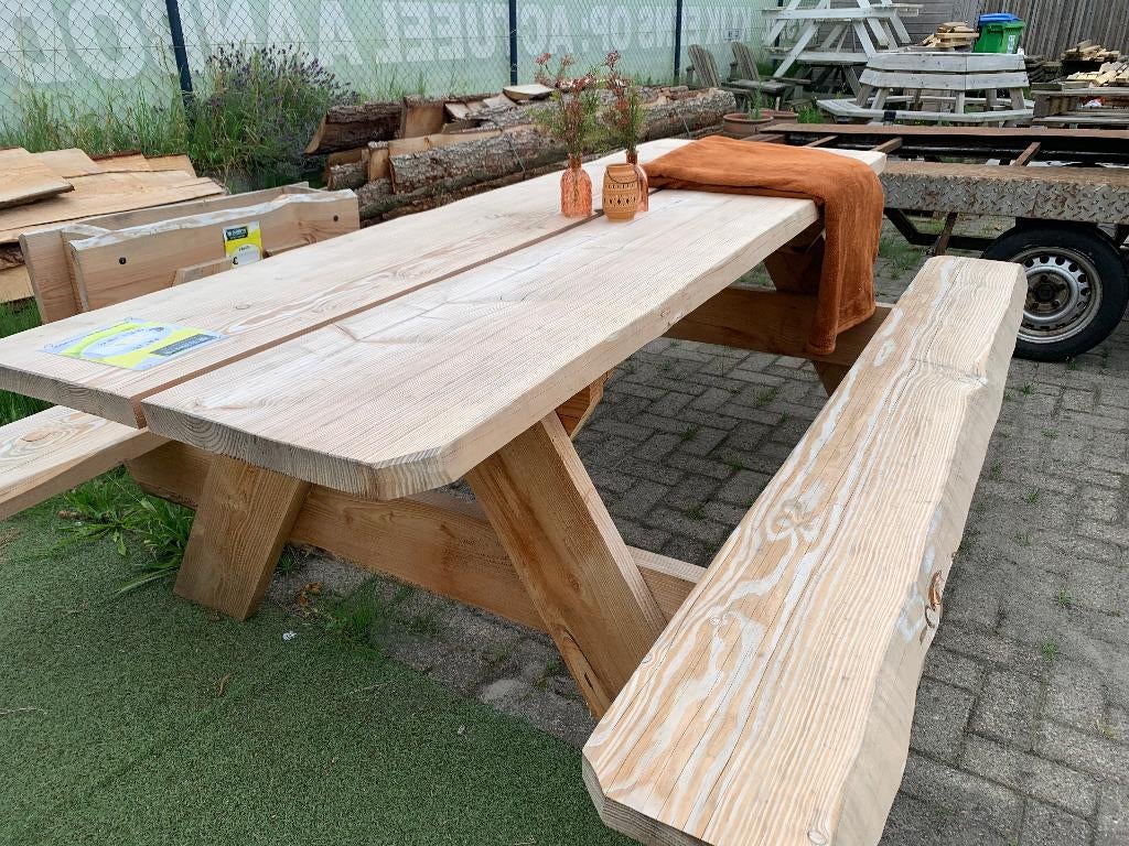 Picknickbank Ivan 3 meter, Tuin en Terras, Picknicktafels, Ophalen, Nieuw, Rechthoekig, Hout