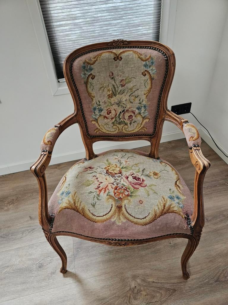 Antieke Stoel met Tapestry Bekleding, Antiek en Kunst, Ophalen
