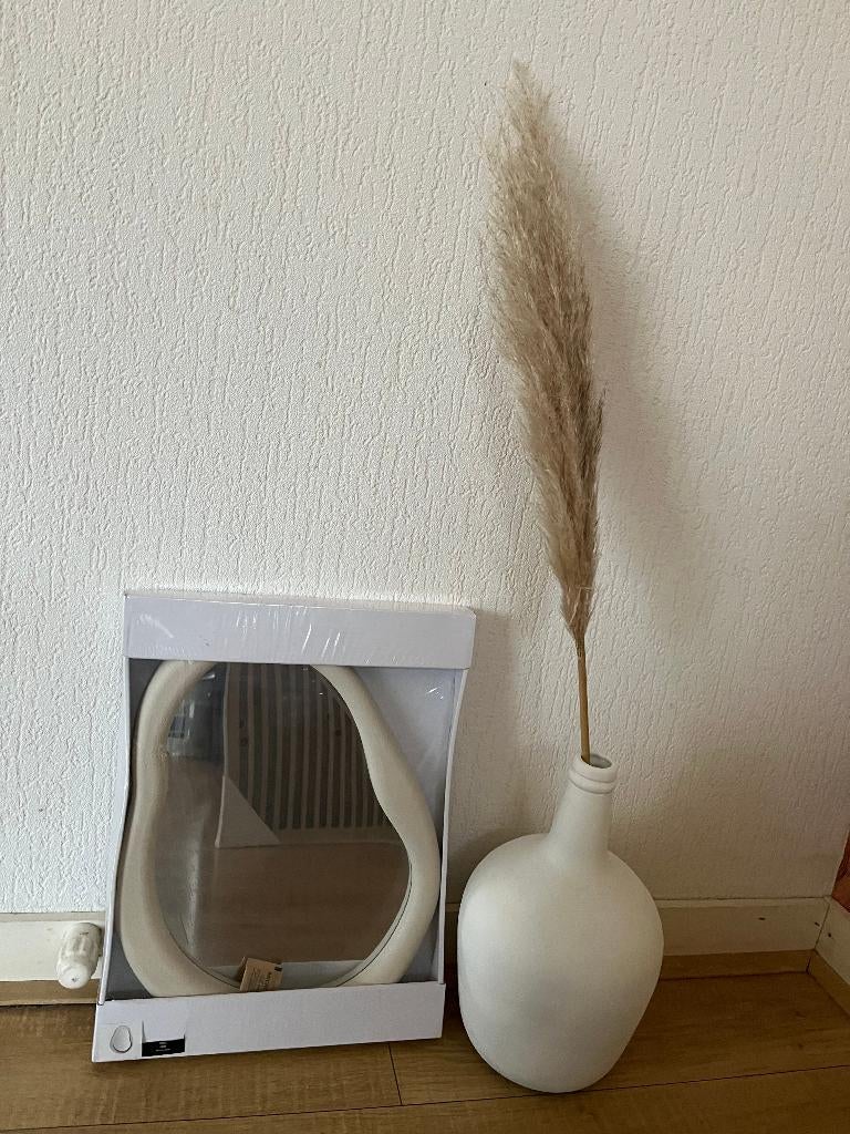 Japandi spiegel nieuw verpakking 30 25 40 gratis vaas pluim, Huis en Inrichting, Woonaccessoires | Spiegels, Nieuw, Minder dan 50 cm