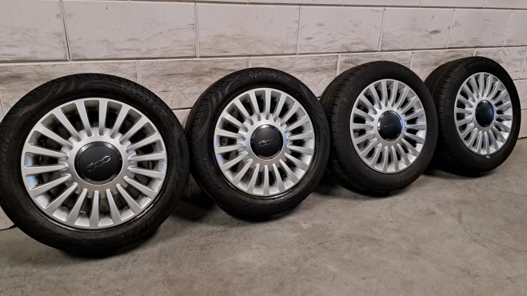 Lichtmetalen velgen Fiat 500 Panda 185/55/15 goed profiel!, Auto-onderdelen, Banden en Velgen, Gebruikt, 15 inch, Banden en Velgen