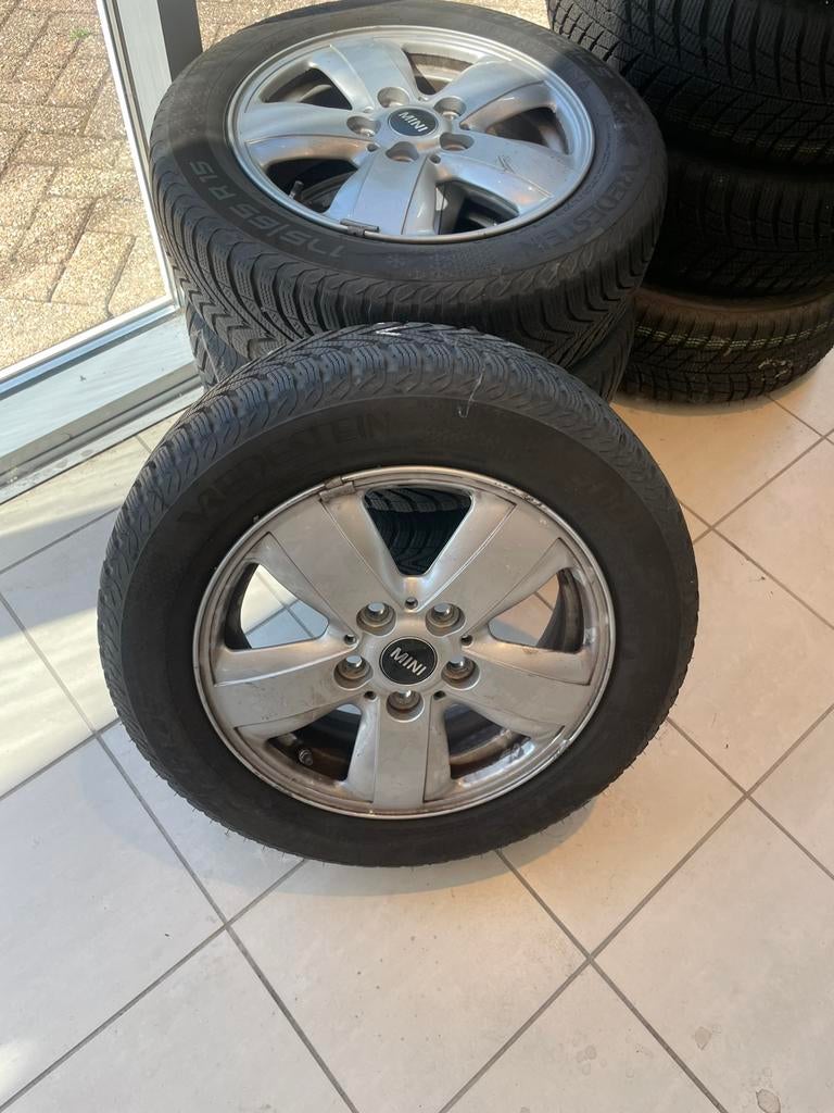 Mini velgen met winterbanden, Auto-onderdelen, Ophalen, Gebruikt, 15 inch, 175 mm