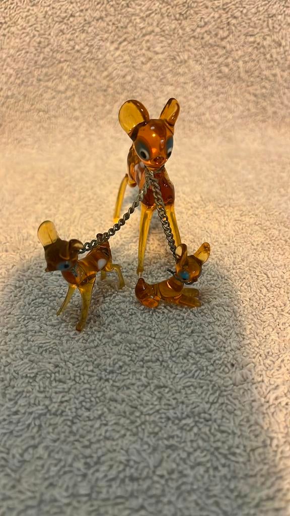 Vintage set van 3 glazen Bambi’s. Jaren 60., Diversen, Kerst, Ophalen of Verzenden