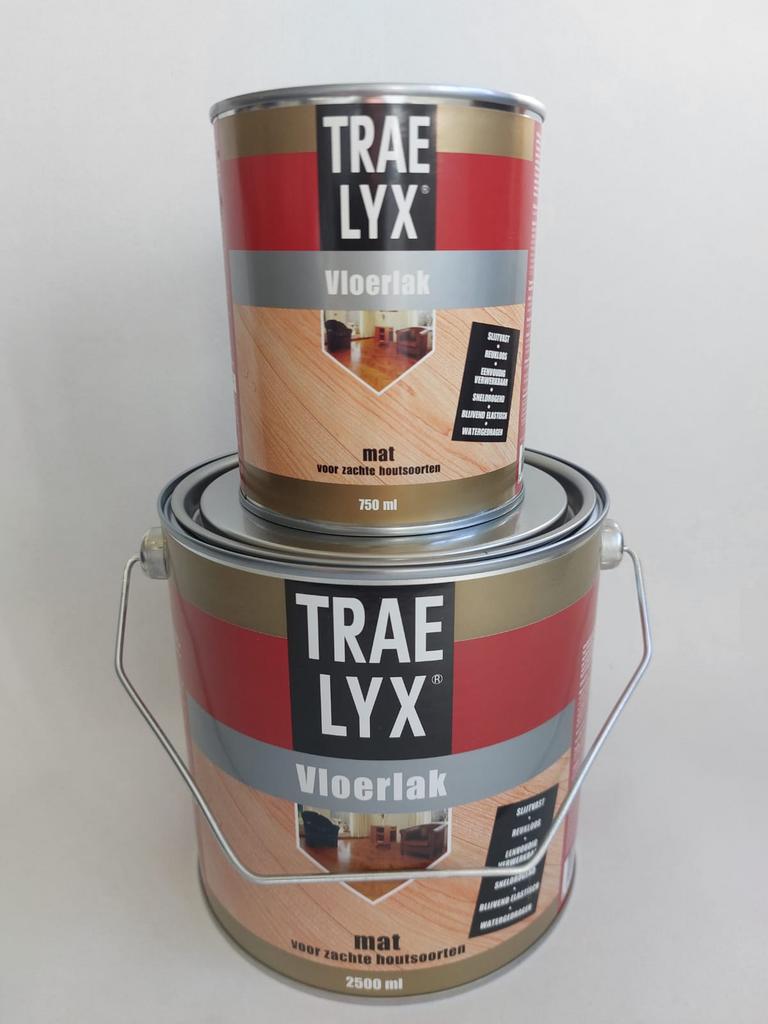 Trae lyx vloerlak kras en slijtvaste vernis 0,75l en 2,5l, Ophalen of Verzenden, Nieuw, 75 m² of meer, Parket