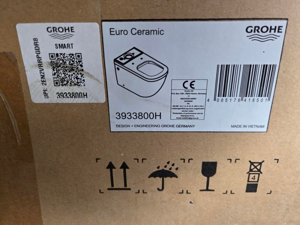 GROHE Euro Ceramic - Staande WC voor duoblok - Art. 3933800H, Doe-het-zelf en Verbouw, Sanitair, Ophalen of Verzenden, Nieuw, Toilet