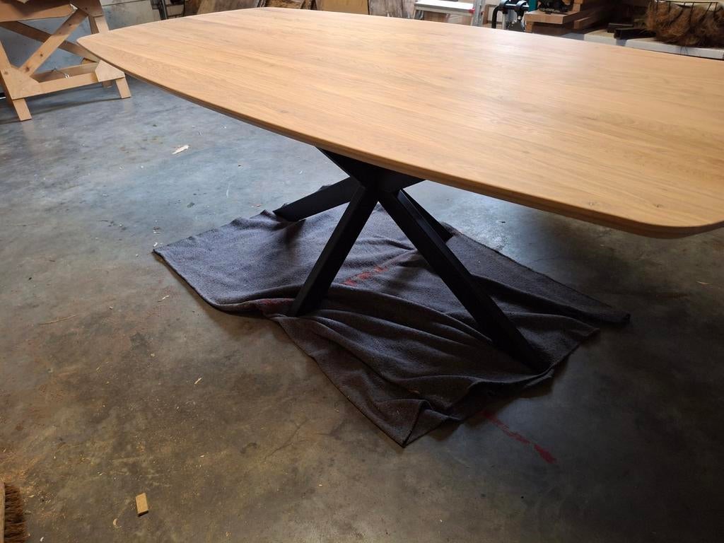 Deens ovalen eettafel 240x110x4 van eikenhout., Deens Ovaal, 100 tot 150 cm, Eikenhout, Ophalen of Verzenden