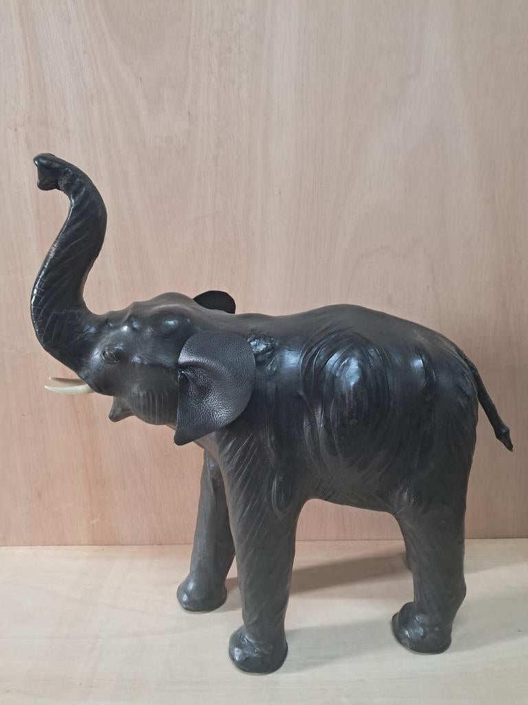 Grote Vintage Lederen Liberty's Olifant - 50cm, Antiek en Kunst, Ophalen of Verzenden