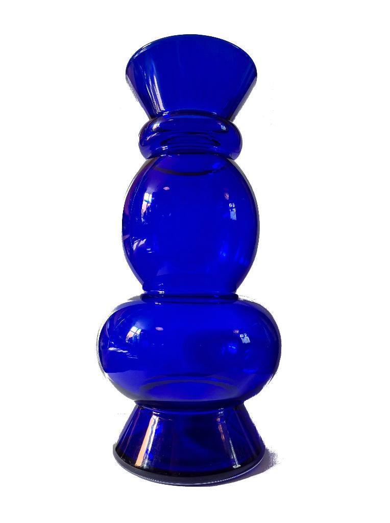 Fantastische kobalt blauwe vintage Ritzenhoff Sieger design, Gebruikt, Blauw, Ophalen of Verzenden, Glas