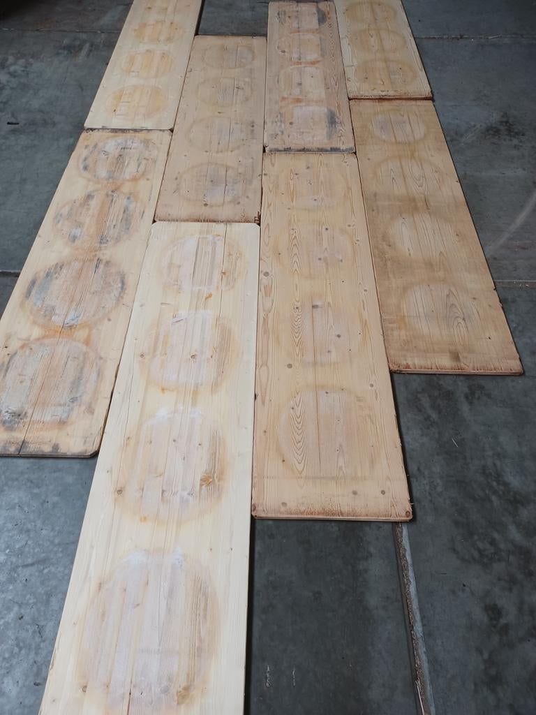 Grenen  oude kaasplanken  vloer wandbekleding  lambrisering, Ophalen, Gebruikt, Grenen, Plank