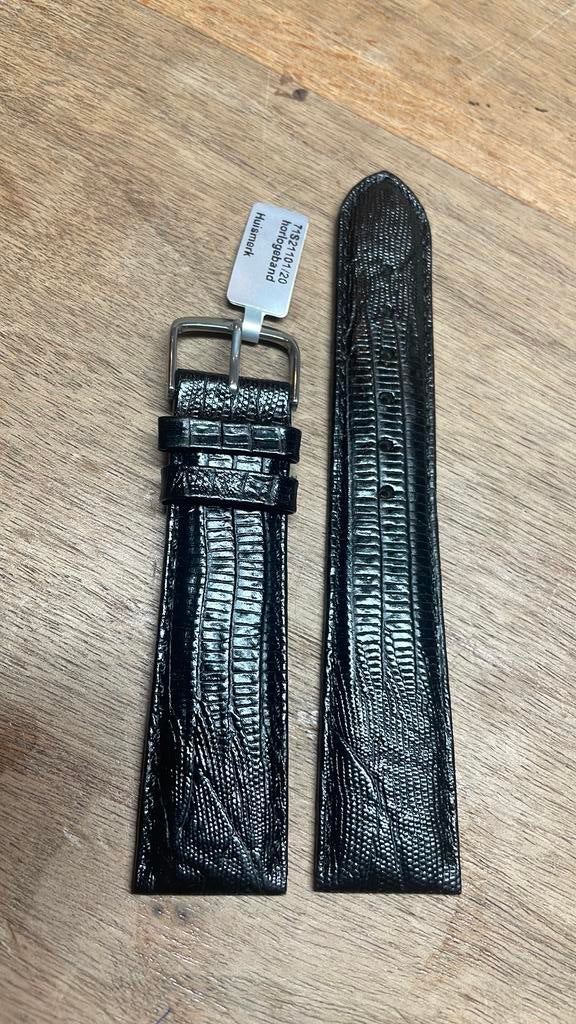 Horlogeband 20mm leer zwart Nieuw, Ophalen of Verzenden, Nieuw