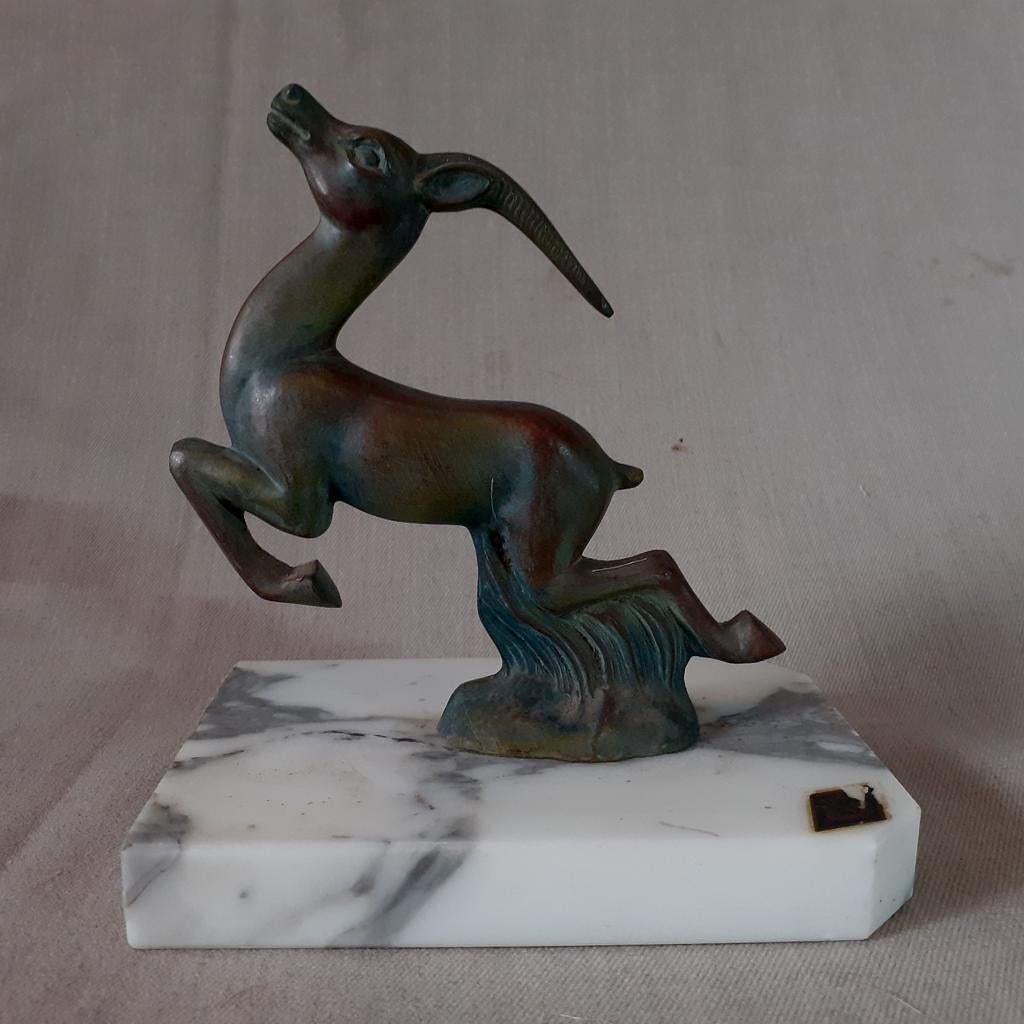 Art Deco beeld Steenbok, Gems op marmer, Ophalen of Verzenden