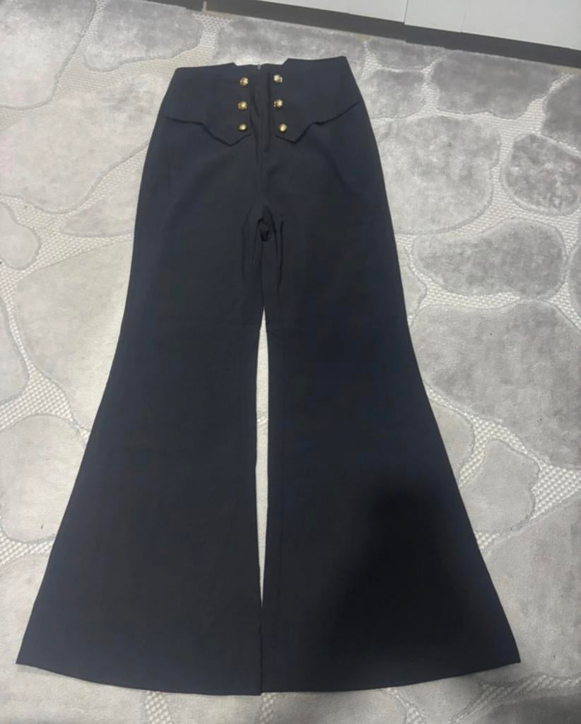 Elegante flared broek, Ophalen, Zwart, Nieuw, Maat 36 (S)