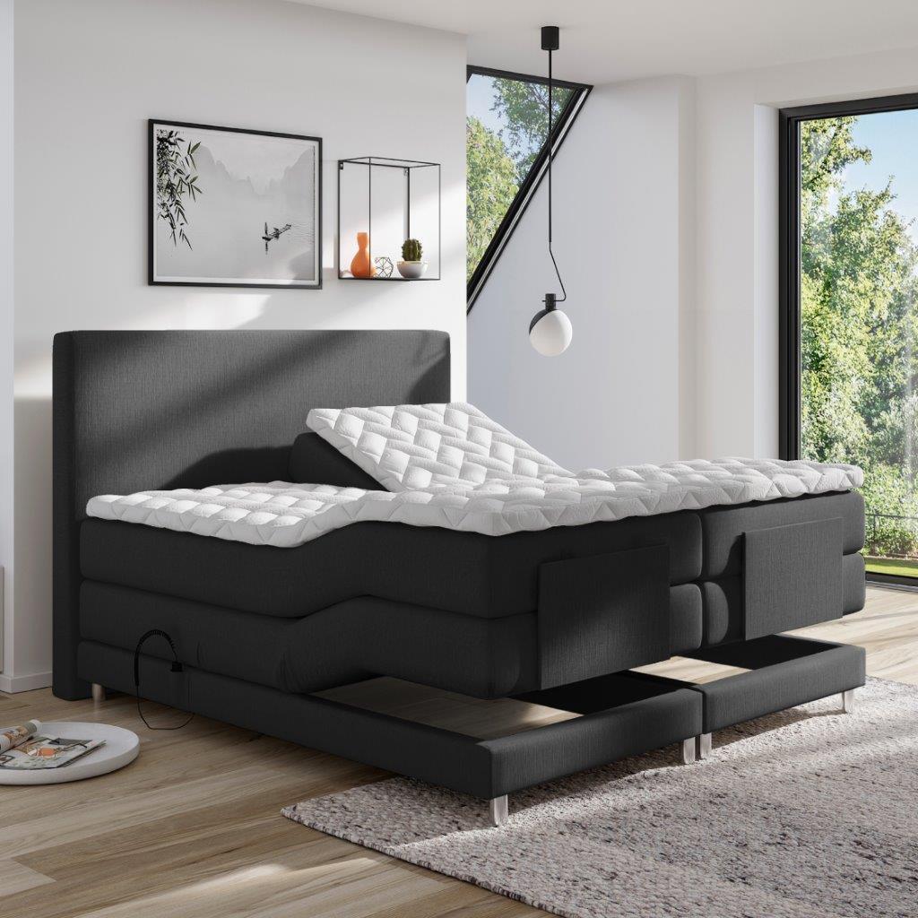 Boxspring Ampera Elektrisch Dreambedden, Zwart, Ophalen of Verzenden, 200 cm, 160 cm