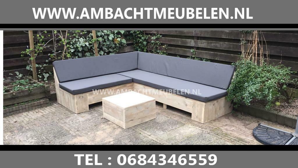 Steigerhouten Hoekbank Loungeset Loungebank Tuinbank SALE, Tuin en Terras, Ophalen, Nieuw, Steigerhout