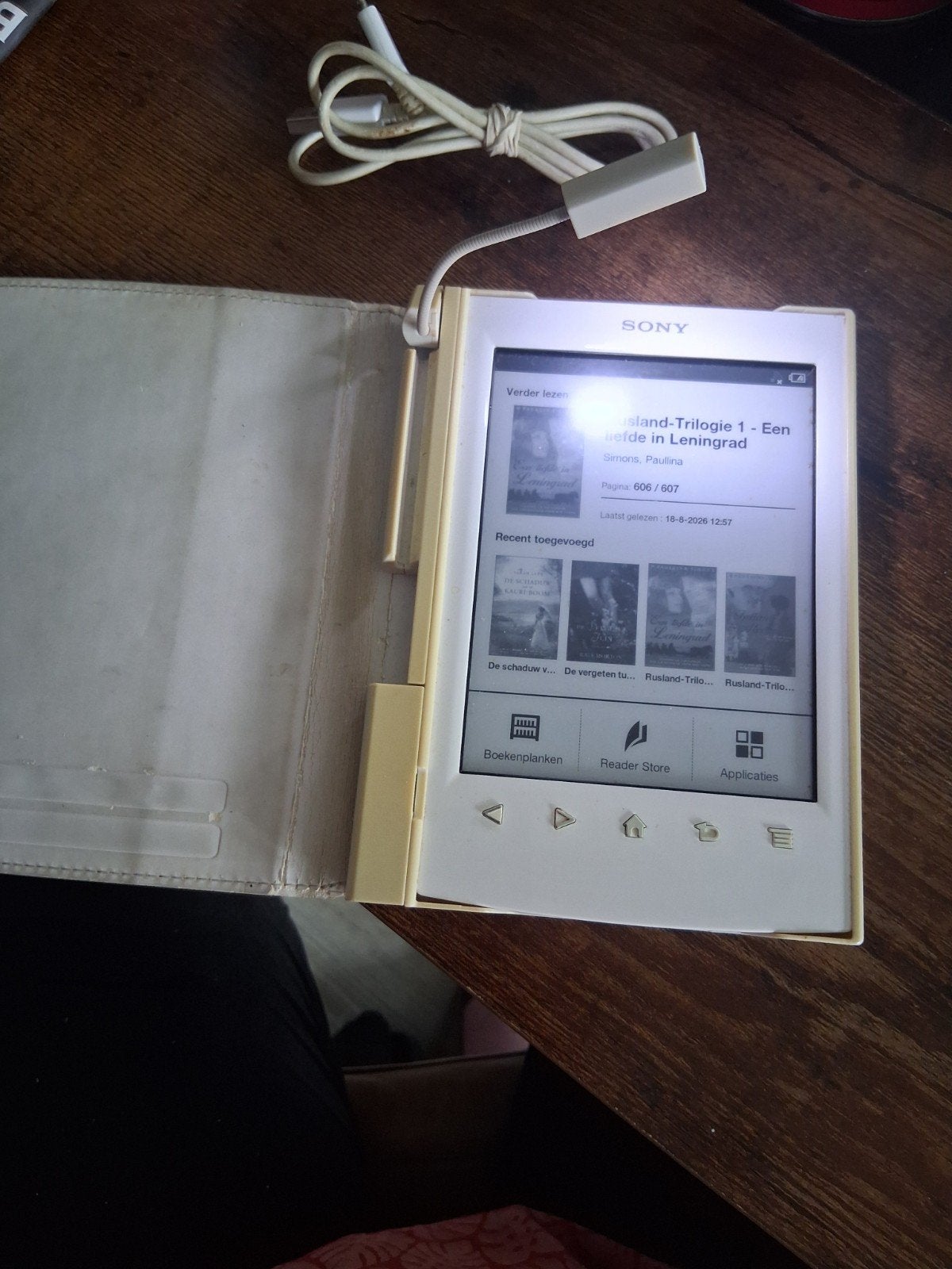 Sony PRS-T2 E-reader met hoes en oplaadkabel, Computers en Software, Gebruikt, 6 inch of minder, Ophalen of Verzenden, Wi-Fi