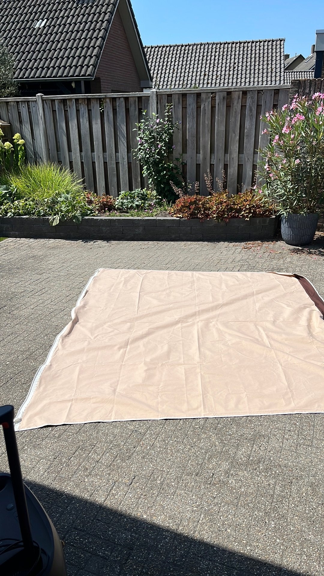 Vintage luifeldoek creme/bruin, Ophalen, Zo goed als nieuw