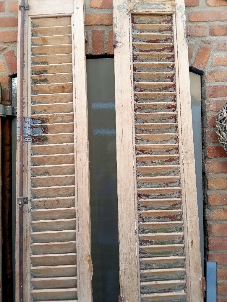 Franse louvre deuren oud, Ophalen, Gebruikt, 220 cm, Hout