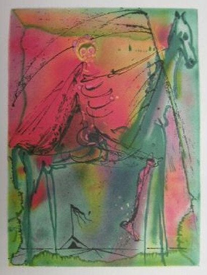 Salvador Dalí (1904) Lithografie " Cheval de Mort " Ges Gel, Gesigneerd in de plaat, Ophalen of Verzenden, Lithografie, Dieren en Natuur