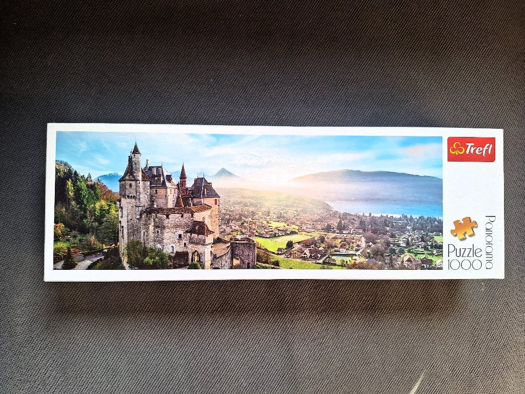Panorama puzzel 1000 stukjes Kasteel van Menthon (FR), Ophalen, 500 t/m 1500 stukjes, Nieuw, Legpuzzel