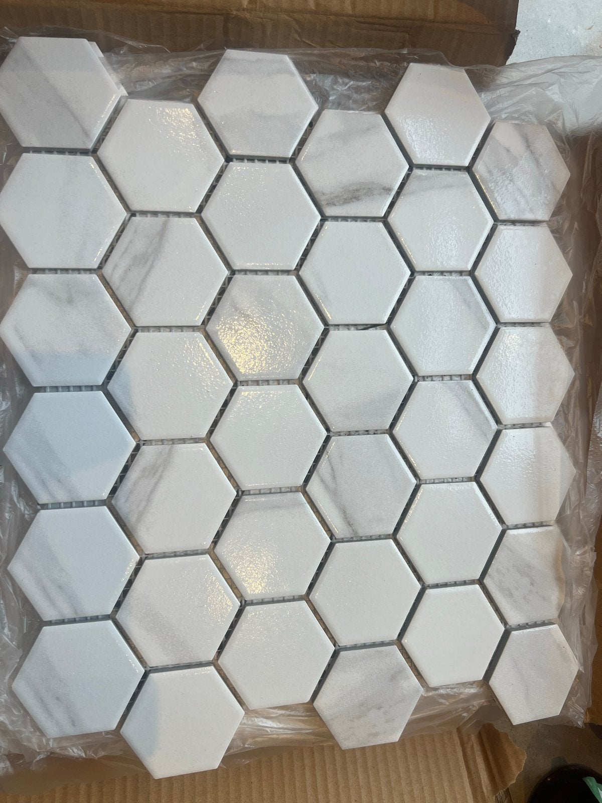 Nieuwe marmergrijze hexagon tegels van The Mosaic Factory, Doe-het-zelf en Verbouw, Ophalen, Nieuw, Minder dan 20 cm, Minder dan 5 m²